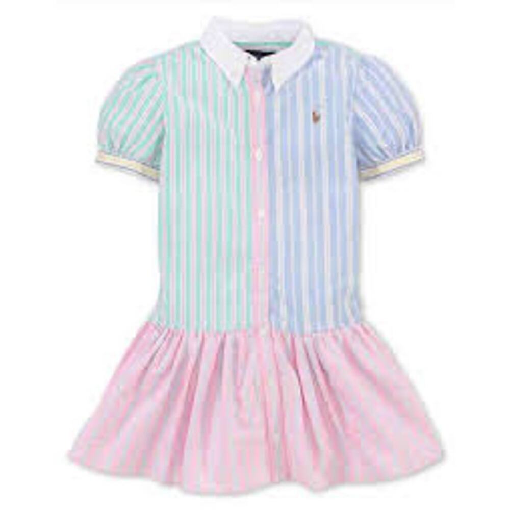 Ralph Lauren Polo Girls Striped Oxford Dress Shirtdress Size 5
